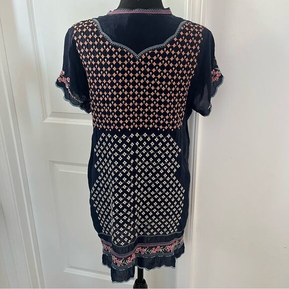 Johnny Was Moji Floral Embroidered Tunic Top Blue Sz S - Picture 6 of 9